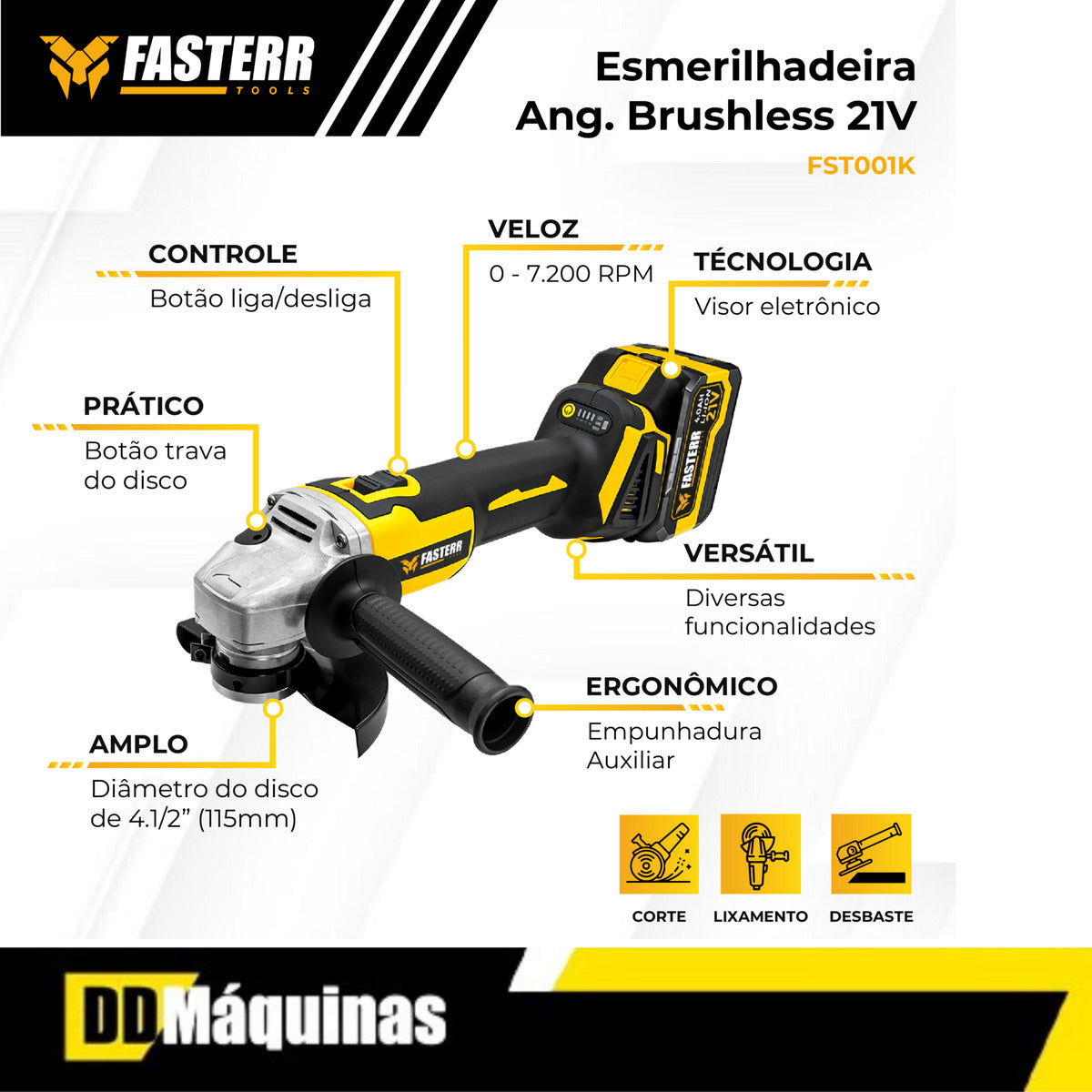 Kit Multi Ferramentas A Bateria 4 Em 1 Brushless - Fasterr