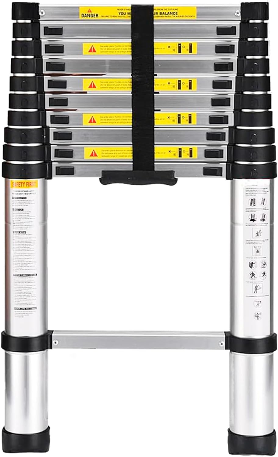 Escada Extensiva Telescopia De Alumínio De 3.8 Metros Cor Amarelo