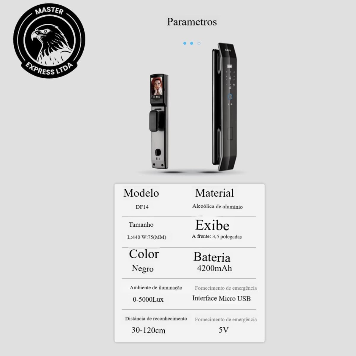 Fechadura eletrônica inteligente câmera, reconhecimento facial 3D, Digital Biométrica