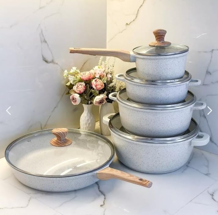 Jogo De Panelas Cookware 5 Peças Revestimento De Granito