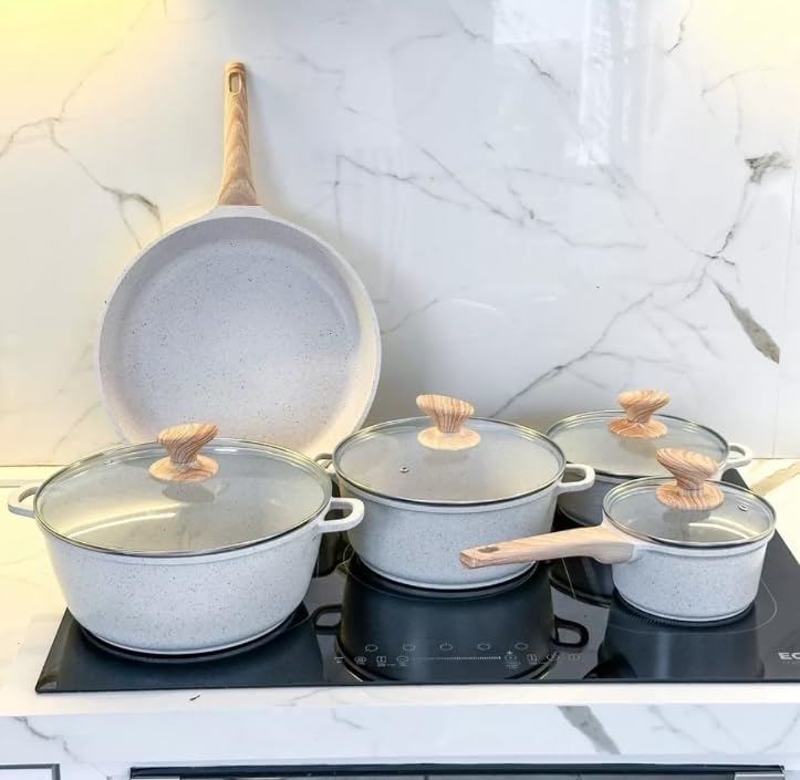 Jogo De Panelas Cookware 5 Peças Revestimento De Granito