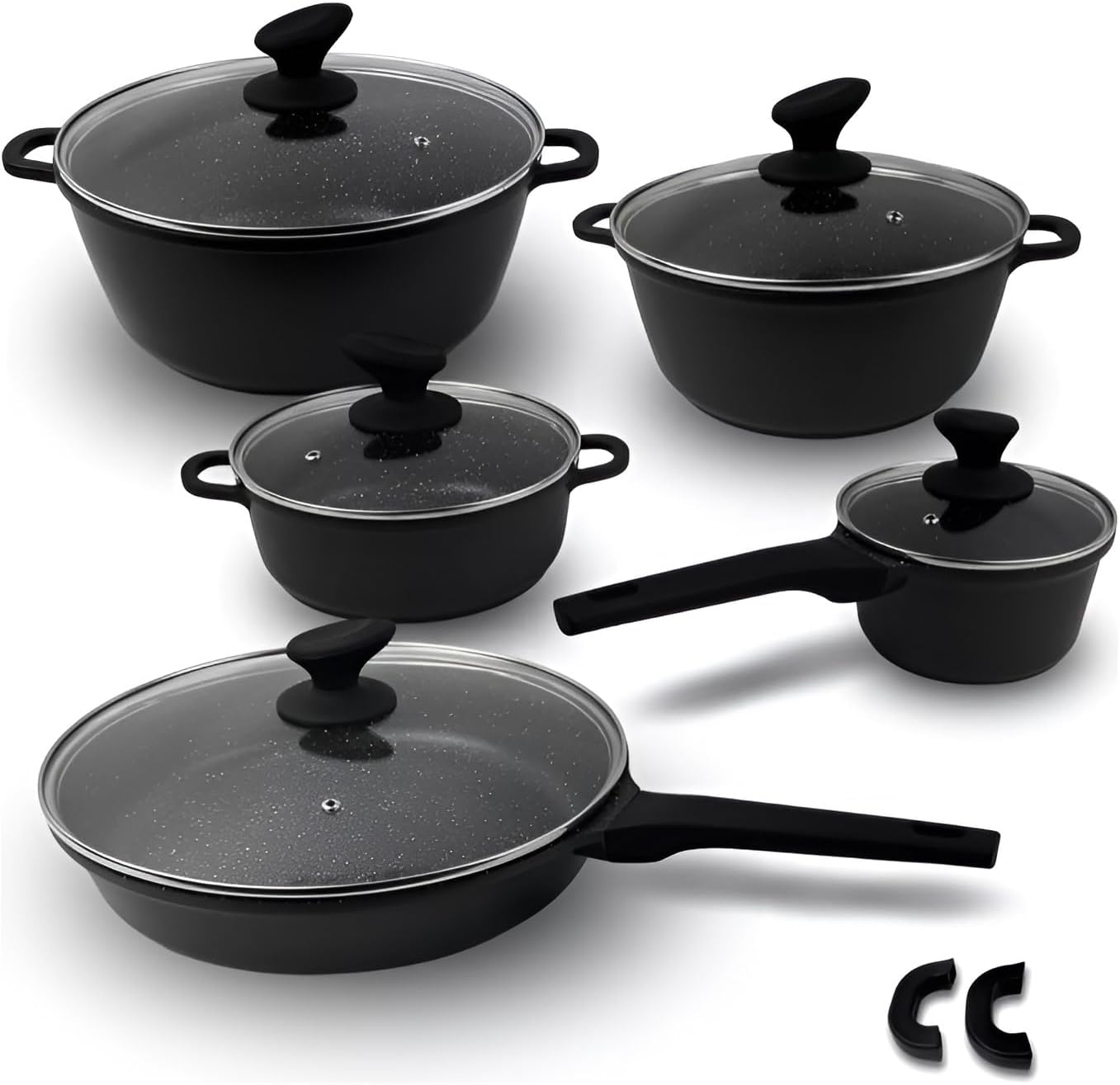 Jogo De Panelas Cookware 5 Peças Revestimento De Granito