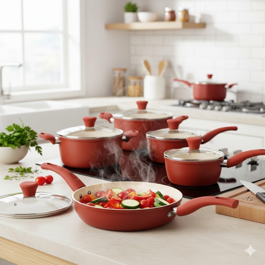 Jogo De Panelas Cookware 5 Peças Revestimento De Granito
