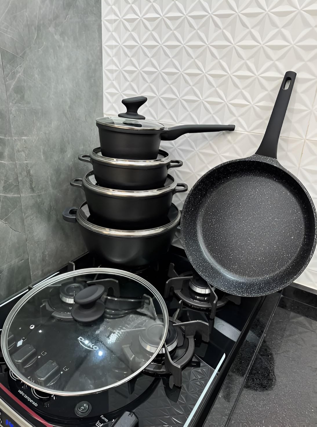 Jogo De Panelas Cookware 5 Peças Revestimento De Granito