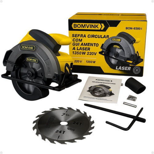 Serra Circular Elétrica C Guia Laser  Madeira Ferro Azulejos
