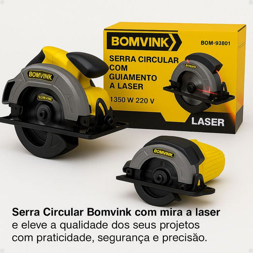 Serra Circular Elétrica C Guia Laser  Madeira Ferro Azulejos